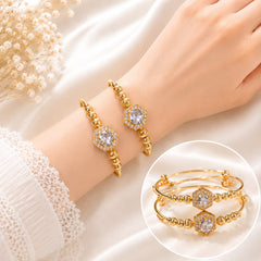 Adjustable Kashmiri Bangle-145 (Golden/White)