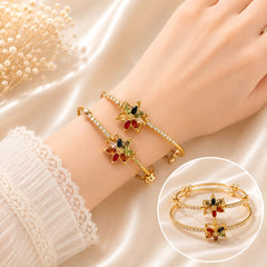 Adjustable Kashmiri Bangle-144 (Golden/Multi)