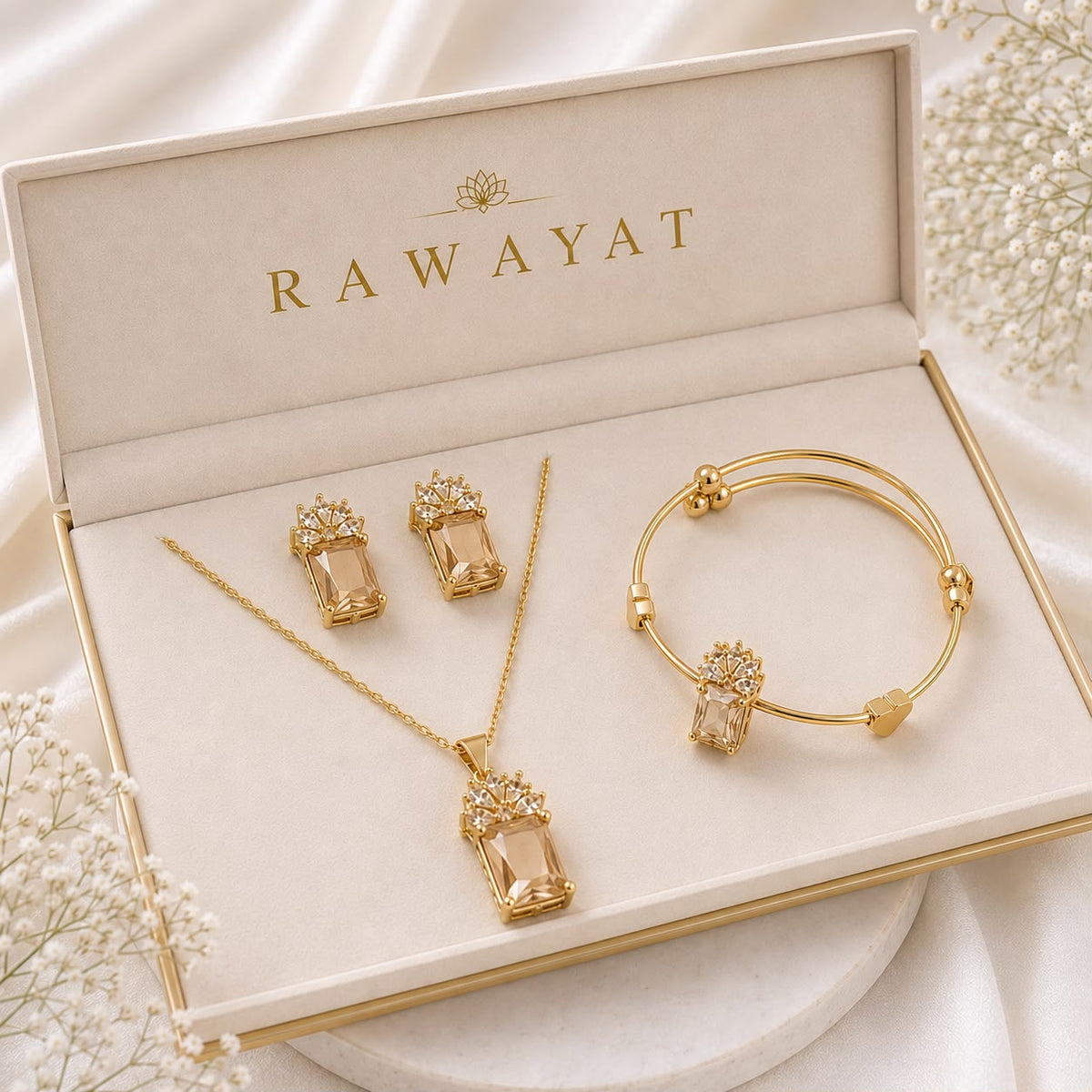 Zircon Locket Set-197 (Golden)