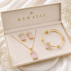 Zircon Locket Set-197 (Golden/Pink)