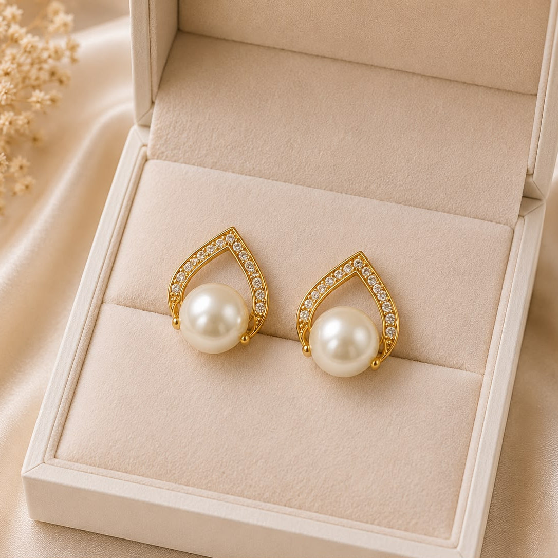 Zircon Pearl Studs-234