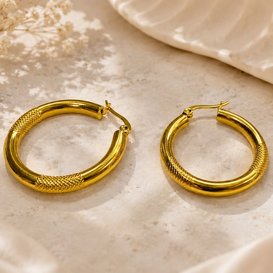 Stainless Steel Hoop Earring-15 (Golden)