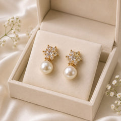Zircon Pearl Studs-236