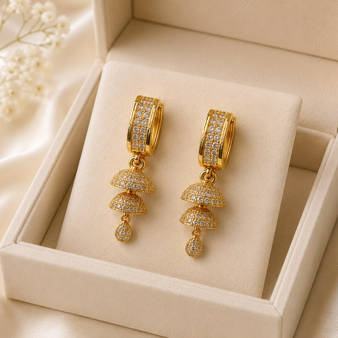 Zircon hoop Jhumki-118 (Golden)