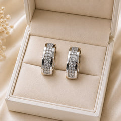 Zircon Hoop Earring-254 (Silver)