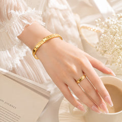 Stainless steel Kara & Ring-33 (Golden)