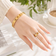 Stainless steel Kara & Ring-35 (Golden)