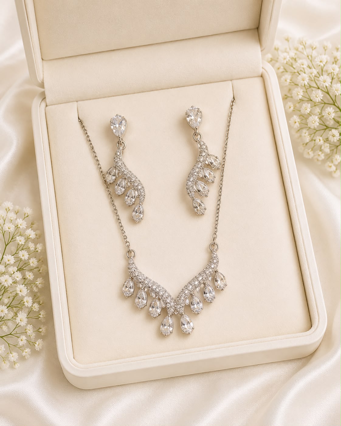 Zircon Locket Set-176 (Silver)