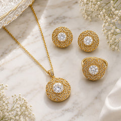Zircon Locket Set-180 (Golden/White)
