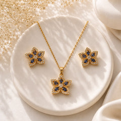 Zircon Locket Set-183 (Golden/Blue)