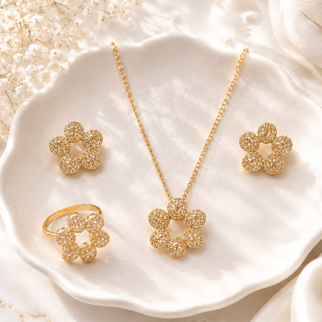 Zircon Locket Set-185 (Golden)