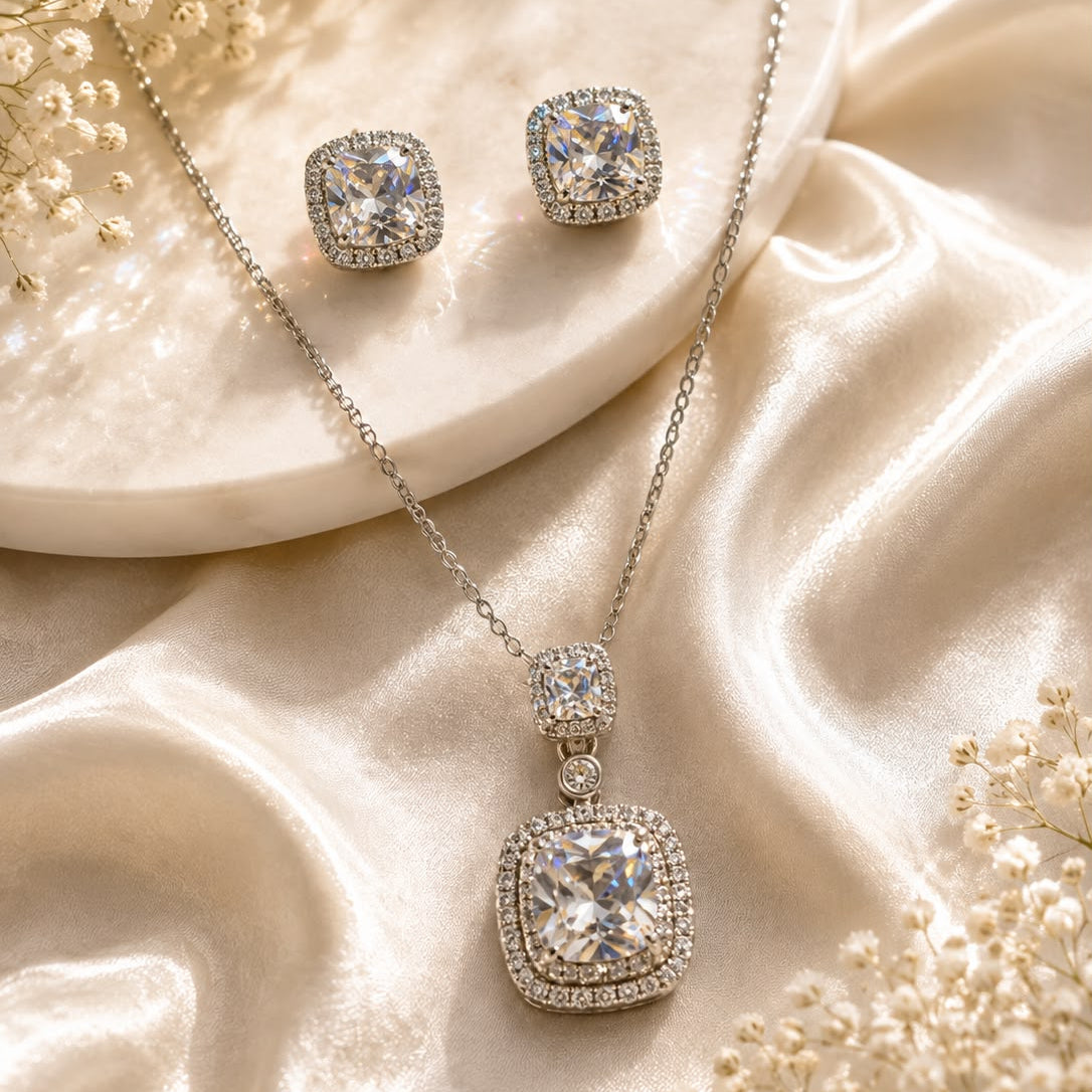 Zircon Locket Set-187 (Silver)