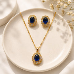 Zircon Locket Set-188 (Golden/Blue)