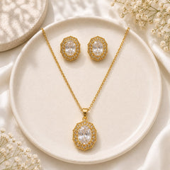 Zircon Locket Set-188 (Golden/White)