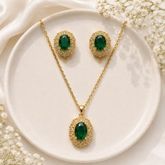 Zircon Locket Set-188 (Golden/Green)