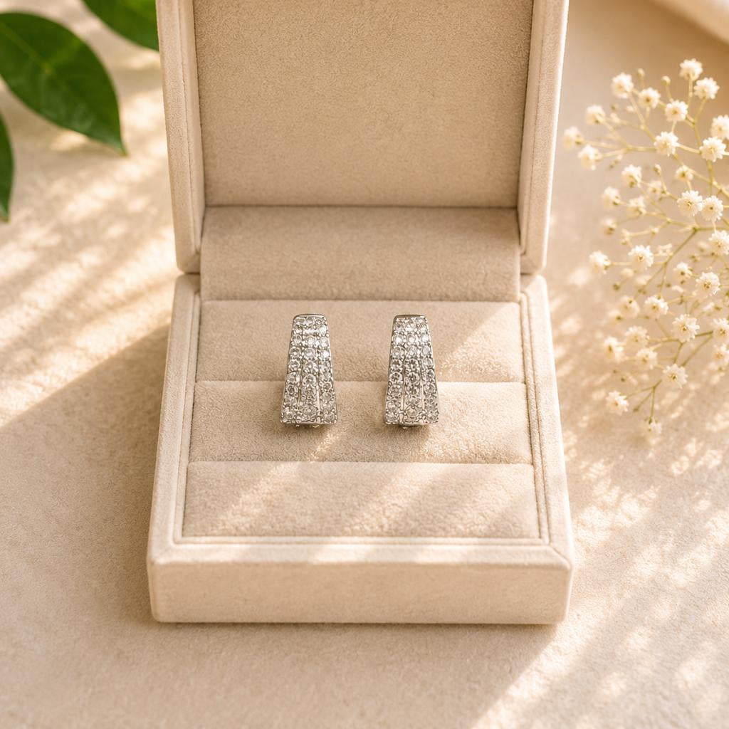 Zircon Hoop Earring-250 (Silver)