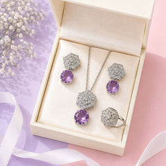 Zircon Locket Set-193 (Silver/Purple)