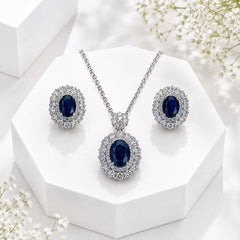 Zircon Locket Set-195 (Silver/Blue)
