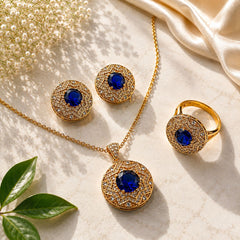 Zircon Locket Set-180 (Golden/Blue)