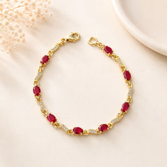 Zircon Bracelet-93 (Golden/Red)
