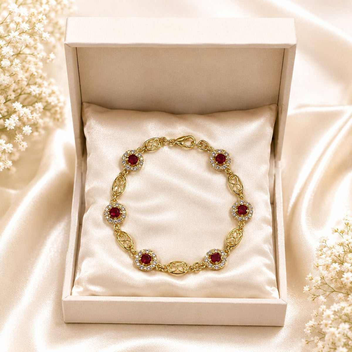 Zircon Bracelet-95 (Golden/Maroon)