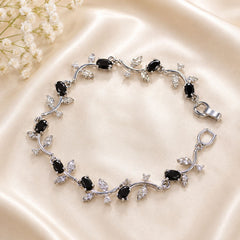 Tulip Leaf Bracelet (Silver/Black)