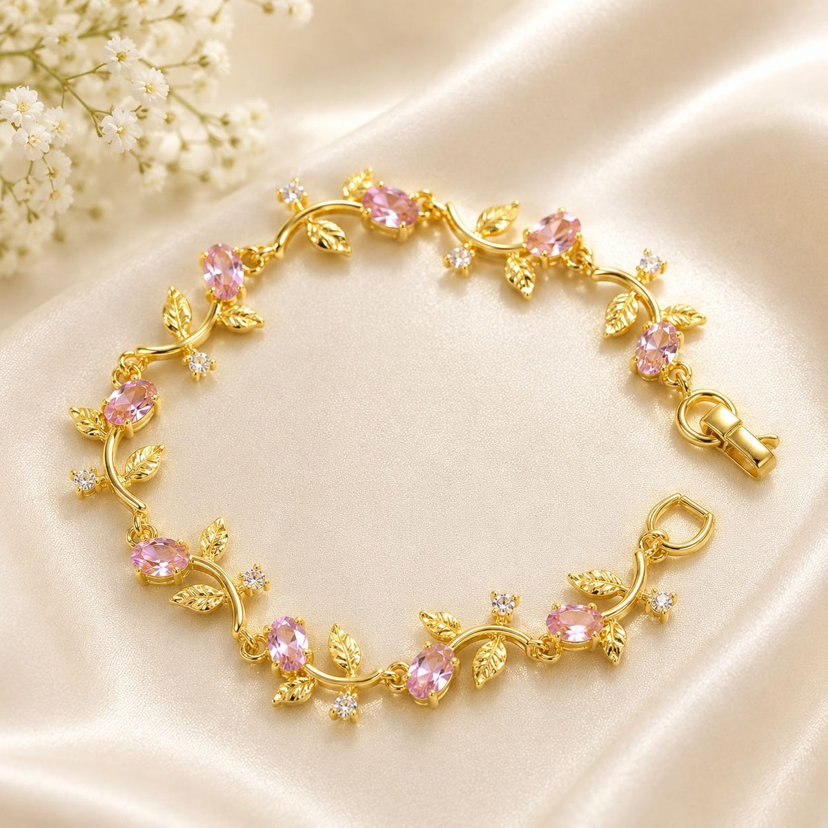 Tulip Leaf Bracelet (Golden/Pink)