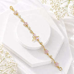 Zircon Bracelet-94 (Golden/Pink)