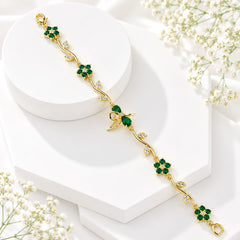 Zircon Bracelet-94 (Golden/Green)