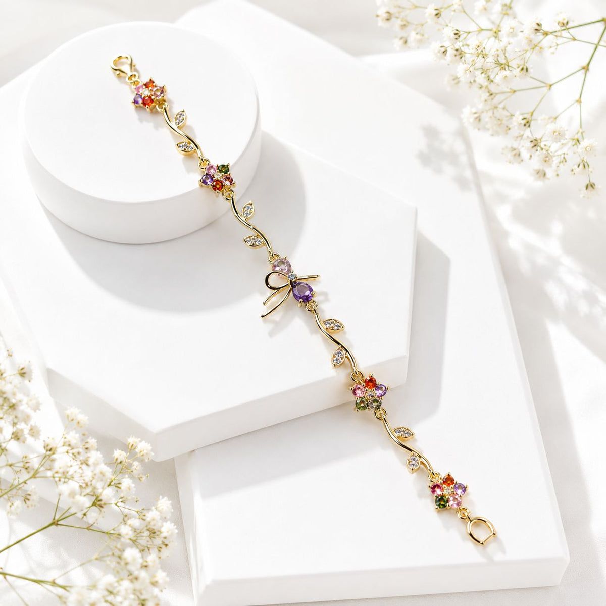 Zircon Bracelet-94 (Golden/Multi)