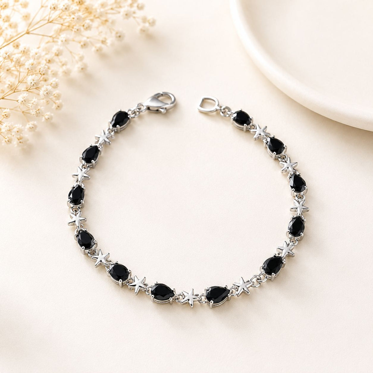 Zircon Bracelet-96 (Silver/Black)