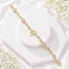 Zircon Bracelet-94 (Golden/White)