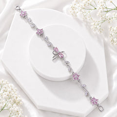 Zircon Bracelet-94 (Silver/Pink)