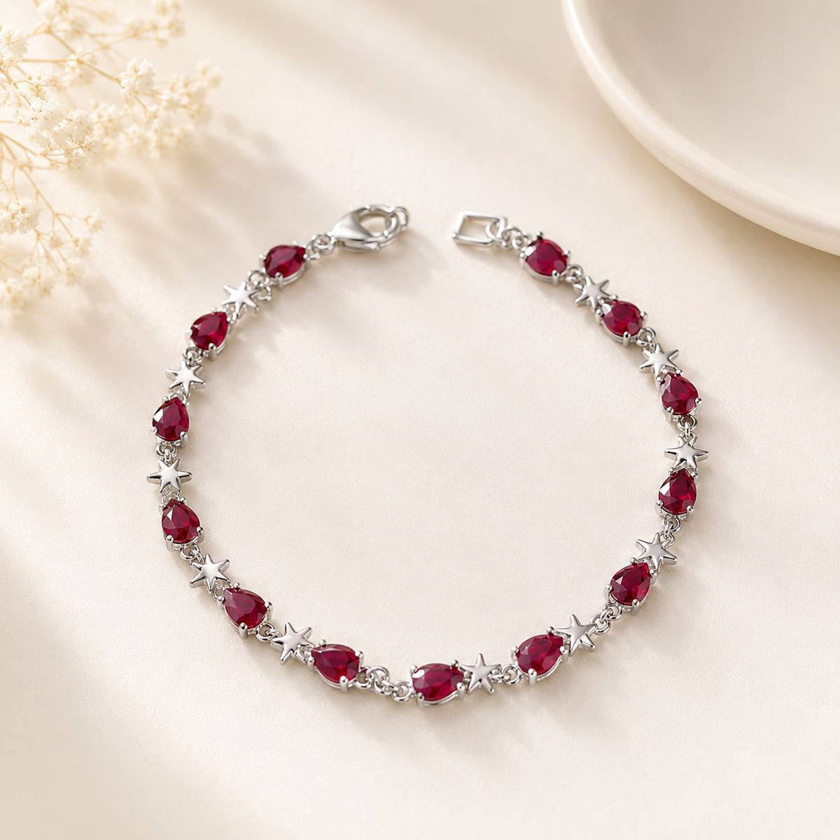 Zircon Bracelet-96 (Silver/Maroon)