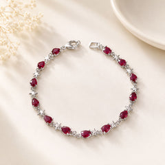 Zircon Bracelet-96 (Silver/Maroon)