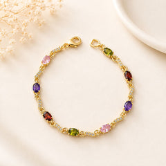 Zircon Bracelet-93 (Golden/Multi)