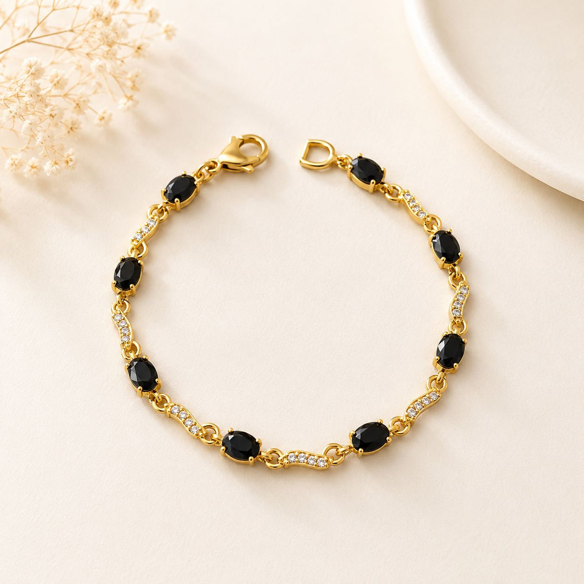 Zircon Bracelet-93 (Golden/Black)