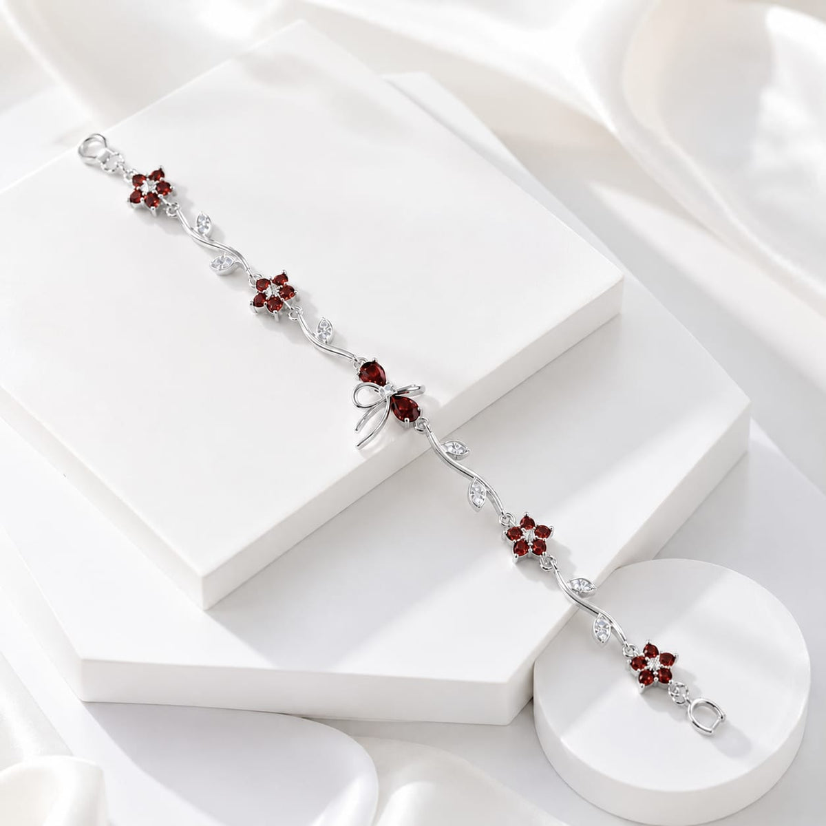 Zircon Bracelet-94 (Silver/Brown)