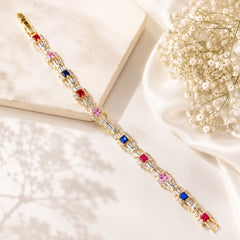 Zircon Bracelet-99 (Golden/Multi)