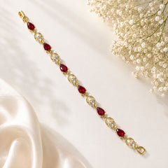 Zircon Bracelet-101 (Golden/Maroon)