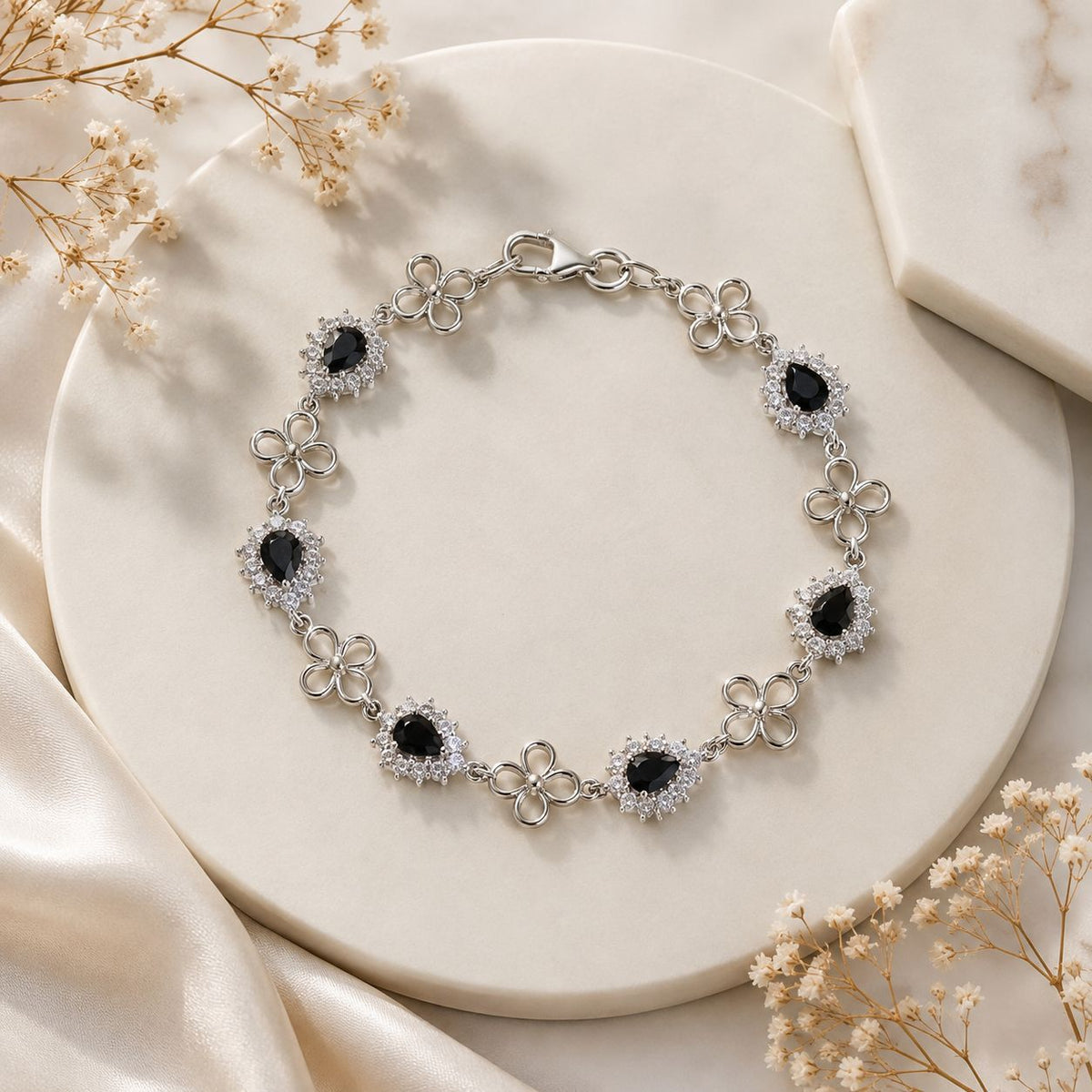 Zircon Bracelet-100 (Silver/Black)