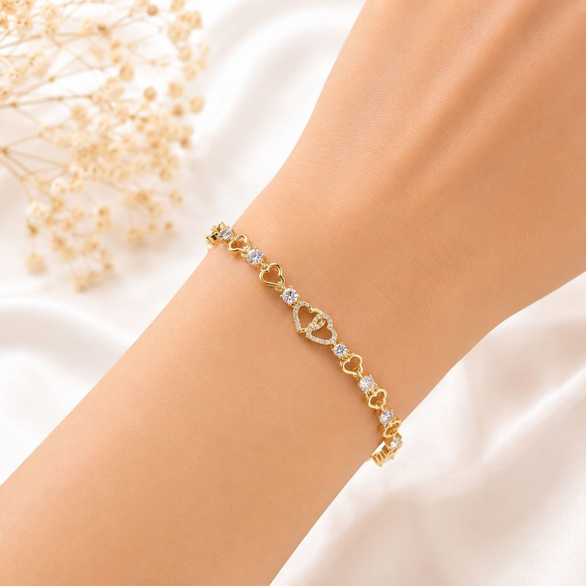 Zircon Bracelet-98 (Golden/White)