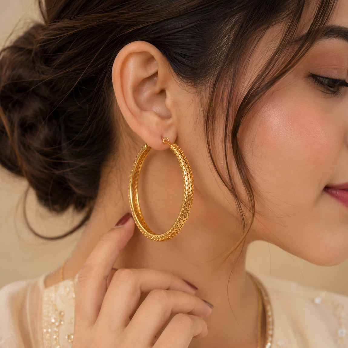 Stainless Steel Hoop Earring-16 (Golden)