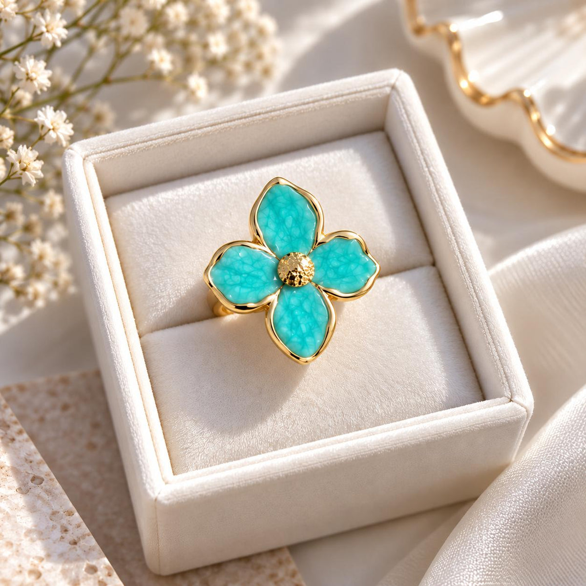 Flower Enamel Statement Ring (Ferozi)