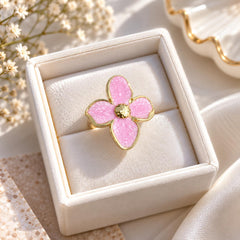Flower Enamel Statement Ring (Light Pink)