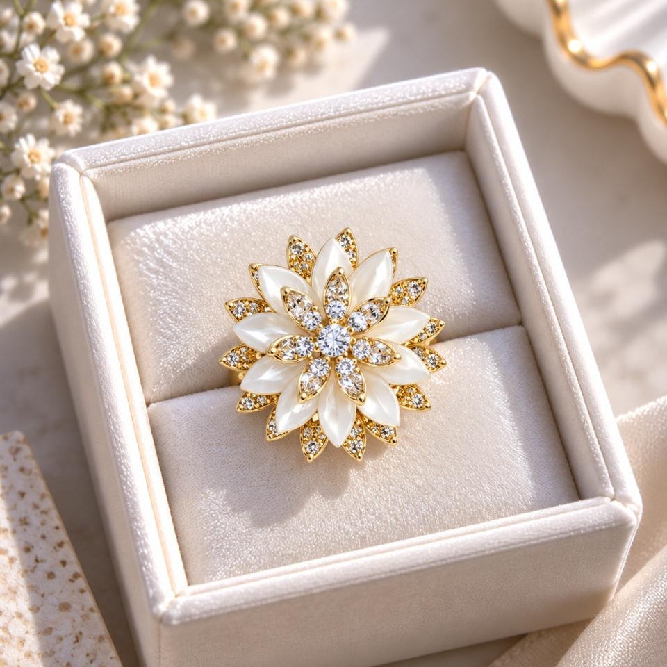 Zircon Ring-404 (Golde/White)