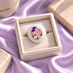 Floral Statement Ring (Pink)