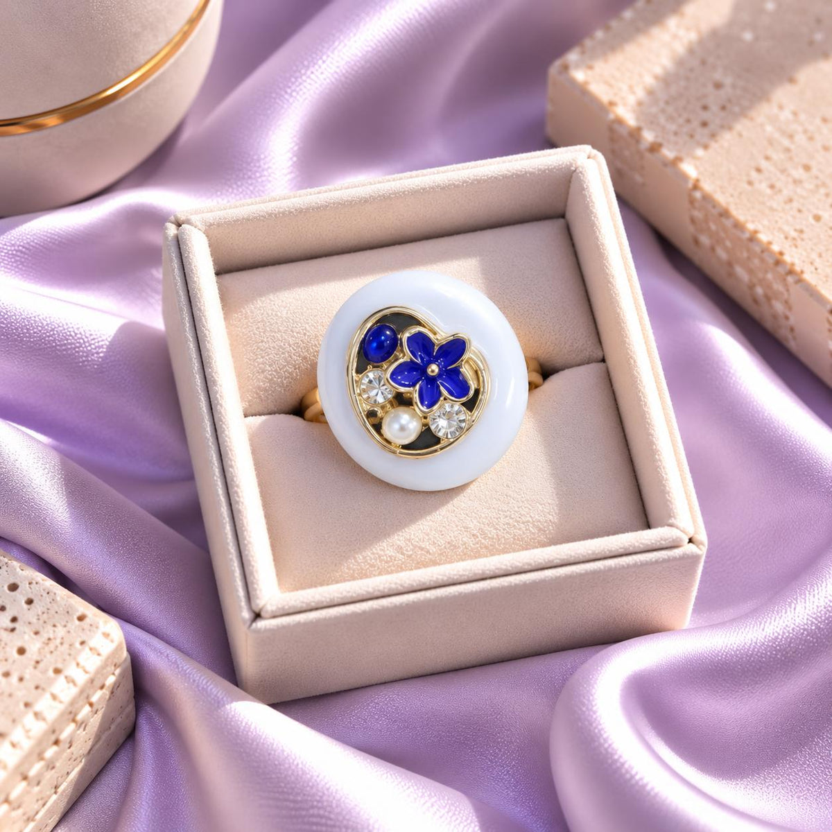 Floral Statement Ring (Blue)