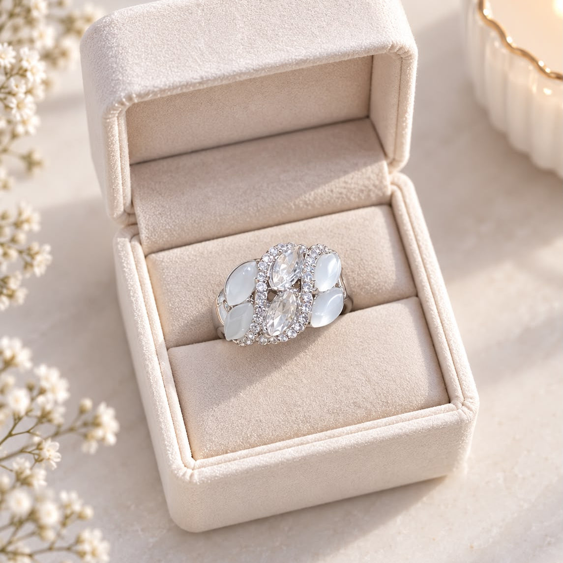 Ivory Glow Ring-04 (Silver)