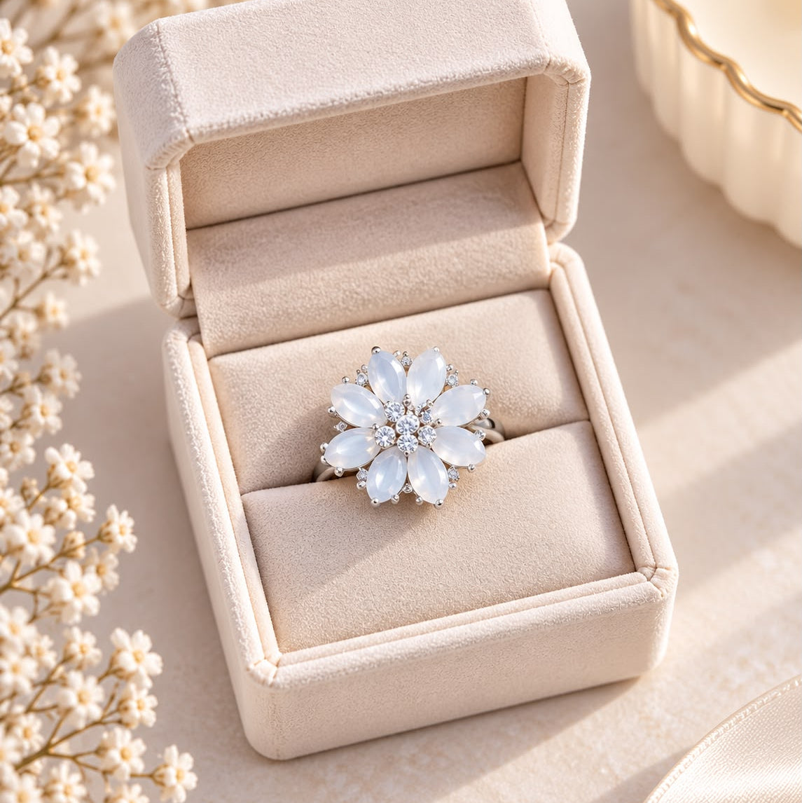 Ivory Glow Ring-07 (Silver)